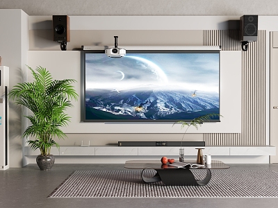 TV background wall speaker projector air conditioning TV cabinet 3d model