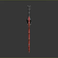 Mythical Fantasy Sword With Black Red Ornate Patterns And Intricate Hilt Design