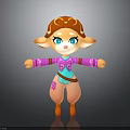 Cute Deer Like Cartoon Character With Orange Antlers Blue Eyes And Pink Patterned Top