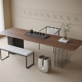 Modern Tea Table and Chair Stool Tea Set Bench 3d model