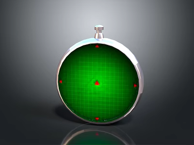 Circular Measuring Gauge Device With Green Display Red Central Dot And Markers 3d model