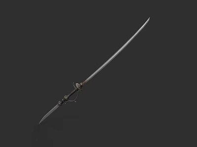 Traditional Japanese Metal Katana Sword With Decorative Hilt And Sharp Blade 3d model