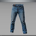 Classic Blue Denim Jeans With Straight Leg Design And Front Pockets