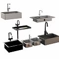 Various Styles Of Modern Stainless Steel Sinks With Single Double Basin And Faucets