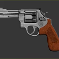 Classic Revolver With Silver Metal Body And Orange Textured Grip Design