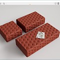 Modern Sofa Stool Leather Low Tread Combination 3d model