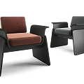 Modern Accent Chairs With Brown Gray Upholstery And Black Frame Comfortable Design