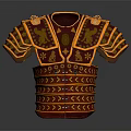 Red And Gold Armor Inspired Decorative Ornament Set With Intricate Patterns 3d model