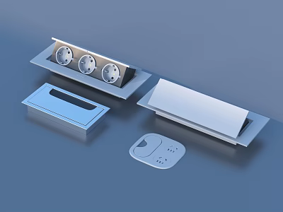 Modern Electrical Socket Panels With Flush Mount Design And Multiple Outlets 3d model
