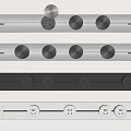Modern Electrical Control Panels With Knobs And Outlets In Silver Gray And White