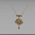 Gold Eye Pendant Necklace with Sunburst Design and Black Gemstone Accent