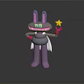 Purple Cartoon Rabbit Character With Long Ears Yellow Star Red Gloves And White Cape