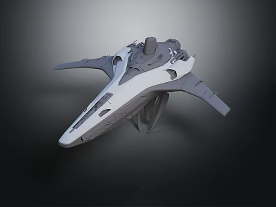 Futuristic Spaceship 3D Model With Streamlined Design And Gray White Exterior 3d model