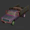 Green Vintage Utility Pickup Truck With Open Bed Carrying Cargo Boxes