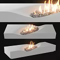 Modern Sleek White Fireplace Design Featuring Flames And Pebbles In Stylish Look