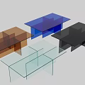 Modern Amber Transparent Coffee Table With Geometric Stacked Panel Design