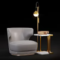 Light Gray Leather Single Sofa With Gold Floor Lamp And Side Table Books 3d model