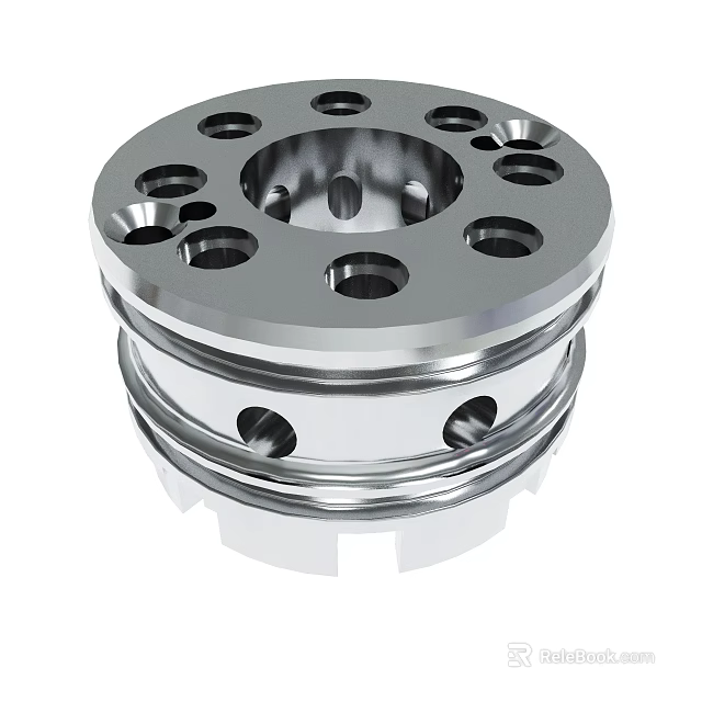 Industrial Metallic Multi layered Cylindrical Precision Machined Mechanical Part With Holes 3d model 