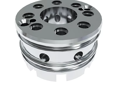 Industrial Metallic Multi layered Cylindrical Precision Machined Mechanical Part With Holes 3d model
