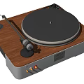 Headphone Speaker System Featuring Vinyl Record Player Wooden Base Design 3d model