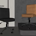 Modern POLIFORM Black And Brown Leather Office Chairs With Swivel Metal Base And Wheels