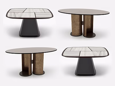 Modern Dining Tables With Glass Tabletops And Wooden Metal Leg Designs 3d model