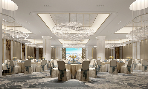 Light Luxury Banquet Hall Banquet Living Room 3d model