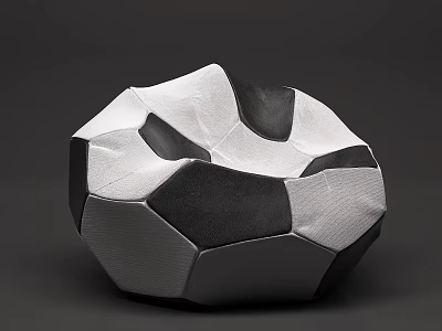Black And White Football Shaped Bean Bag Chair For Modern Home Decor 3d model