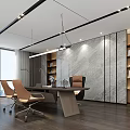 Modern Office Interior Design With Large Windows Wooden Floors And Marble Walls