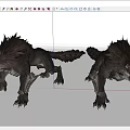 Two Fantasy Wolf Like Creatures With Shaggy Fur And Sharp Claws 3d model