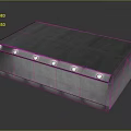 Cartoon Scene With Shiny Metal Box Featuring Illuminated LED Lights And Reflective Surface