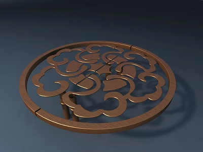 Ornate Decorative Circular Metal Furniture Handle With Intricate Pattern Design 3d model