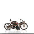 Vintage Wooden Frame Motorcycle With Leather Seat And Classic Mechanical Parts