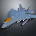 Gray Fighter Jet 3D Model With Yellow Cockpit And Weapons Under Wings 3d model