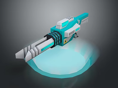 Futuristic Weapon 3D Rendered With Blue White Tech Design And Glowing Base 3d model