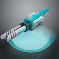 Futuristic Weapon 3D Rendered With Blue White Tech Design And Glowing Base 3d model
