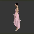 Stylish Pink Midi Dress with V Neck Ruffles and Flowy Silhouette
