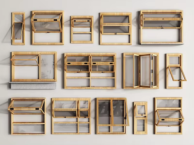 Various Casement Window Designs With Different Opening Styles And Structures 3d model