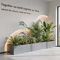 Modern Indoor Potted Plants In Long Rectangular Planter With Curved Illuminated Design 3d model