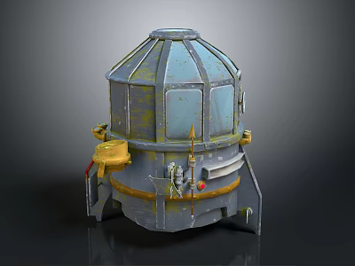 Space Exploration Module Featuring Metallic Structure Blue Yellow Components And Mechanical Details 3d model