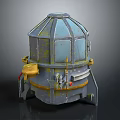 Space Exploration Module Featuring Metallic Structure Blue Yellow Components And Mechanical Details 3d model