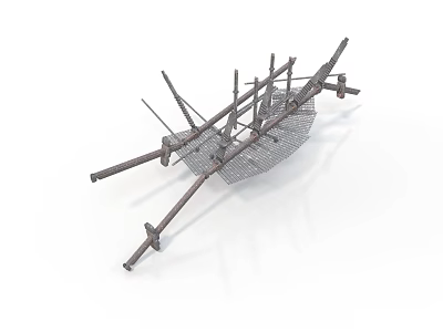 Industrial Metal Equipment With Steel Bars Grid Structure And Support Poles 3d model