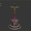 Red Black Intricate Patterned Monument With Tiered Stone Base And Diamond Top