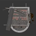 Industrial Mechanical Equipment With Metal Frame Two Circular Components And Circular Base