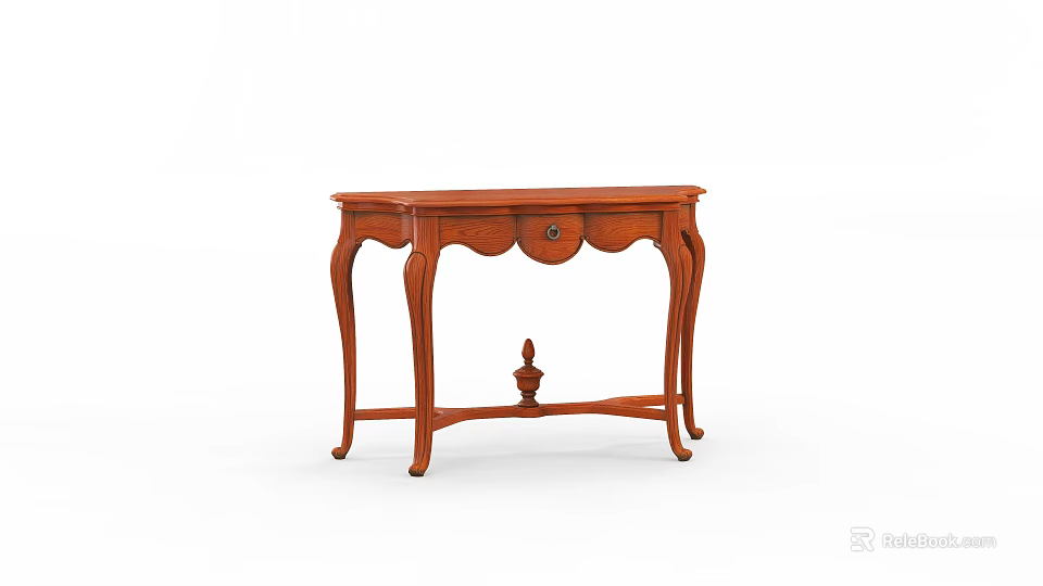 Elegant Traditional Wooden Decorative Cabinet With Carved Drawer And Curved Legs 3d model 