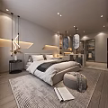 Elegant Modern Hotel Guest Room Interior With King Bed Ambient Lighting And Bathtub