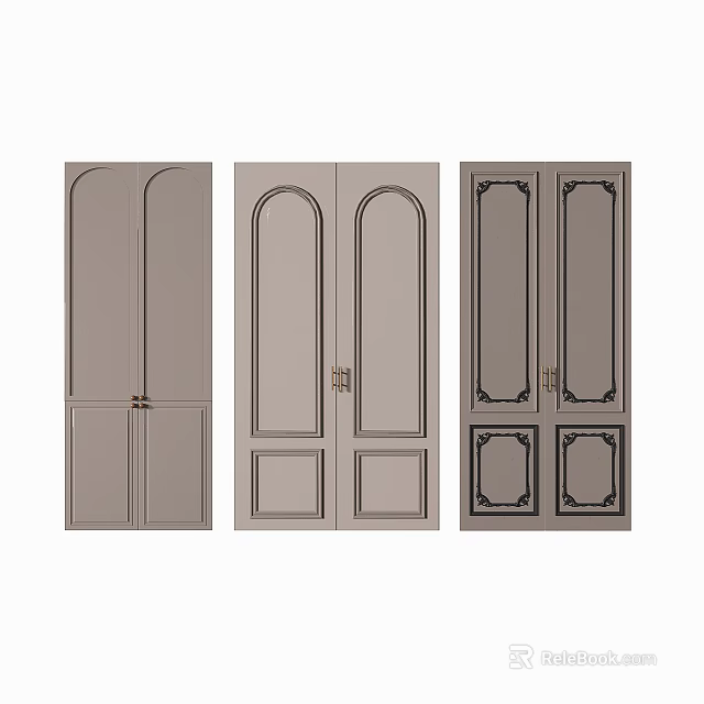 Various Stylish Wardrobe Doors With Different Panel Designs And Decorative Patterns 3d model 