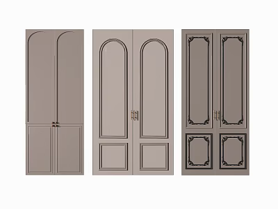 Various Stylish Wardrobe Doors With Different Panel Designs And Decorative Patterns 3d model