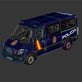 Spanish Policia Van Mercedes Blue Exterior With Red Yellow Stripes Design
