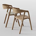 Modern Wooden Leisure Chairs With Curved Backrest And Pair Design For Living Room